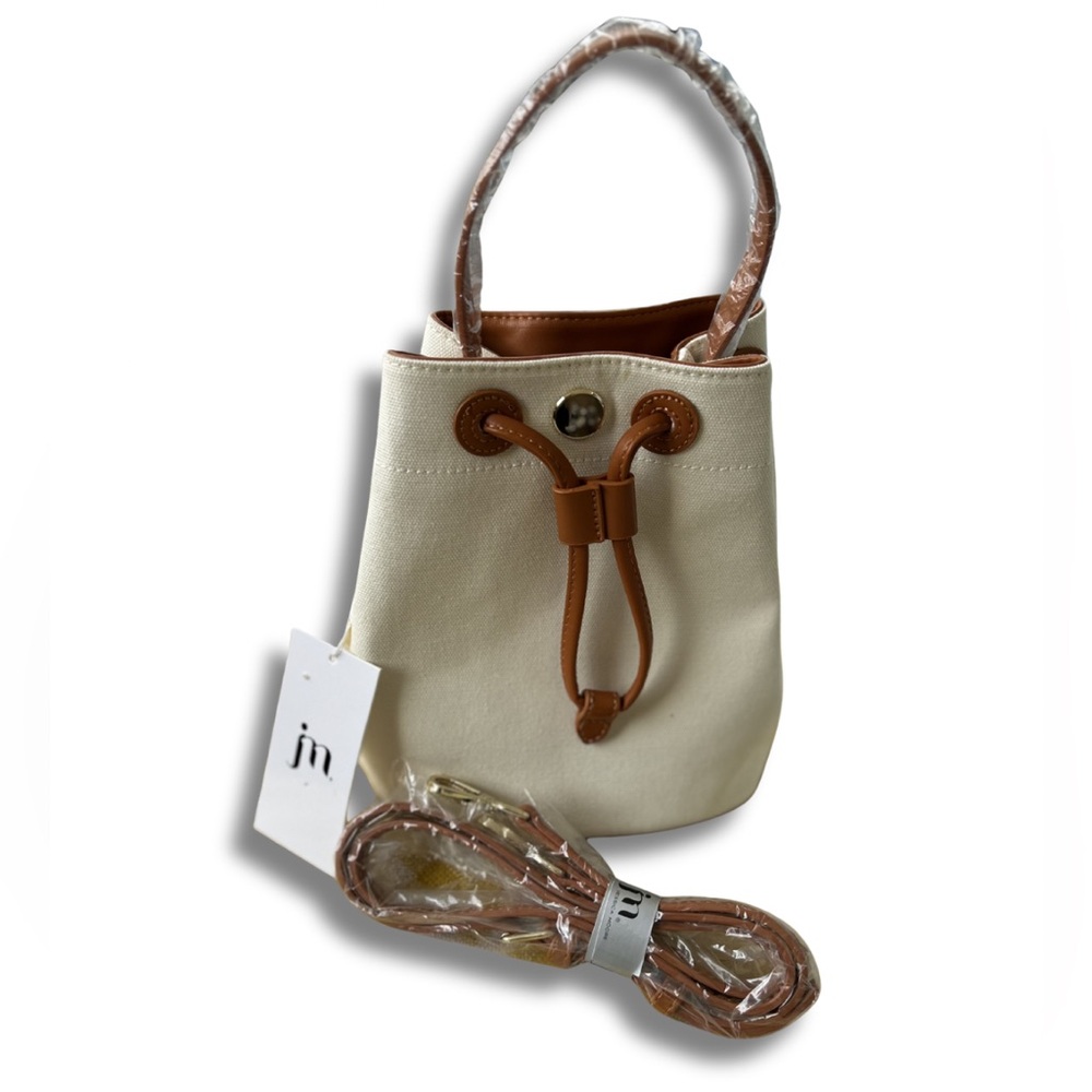 Jessica Moore Canvas Drawstring Bucket bohemian Hobo Bag NWT - Picture 2 of 8
